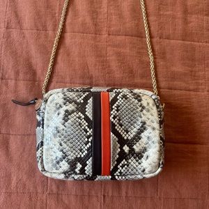 Clare V Snakeskin Midi Sac with Chain Strap